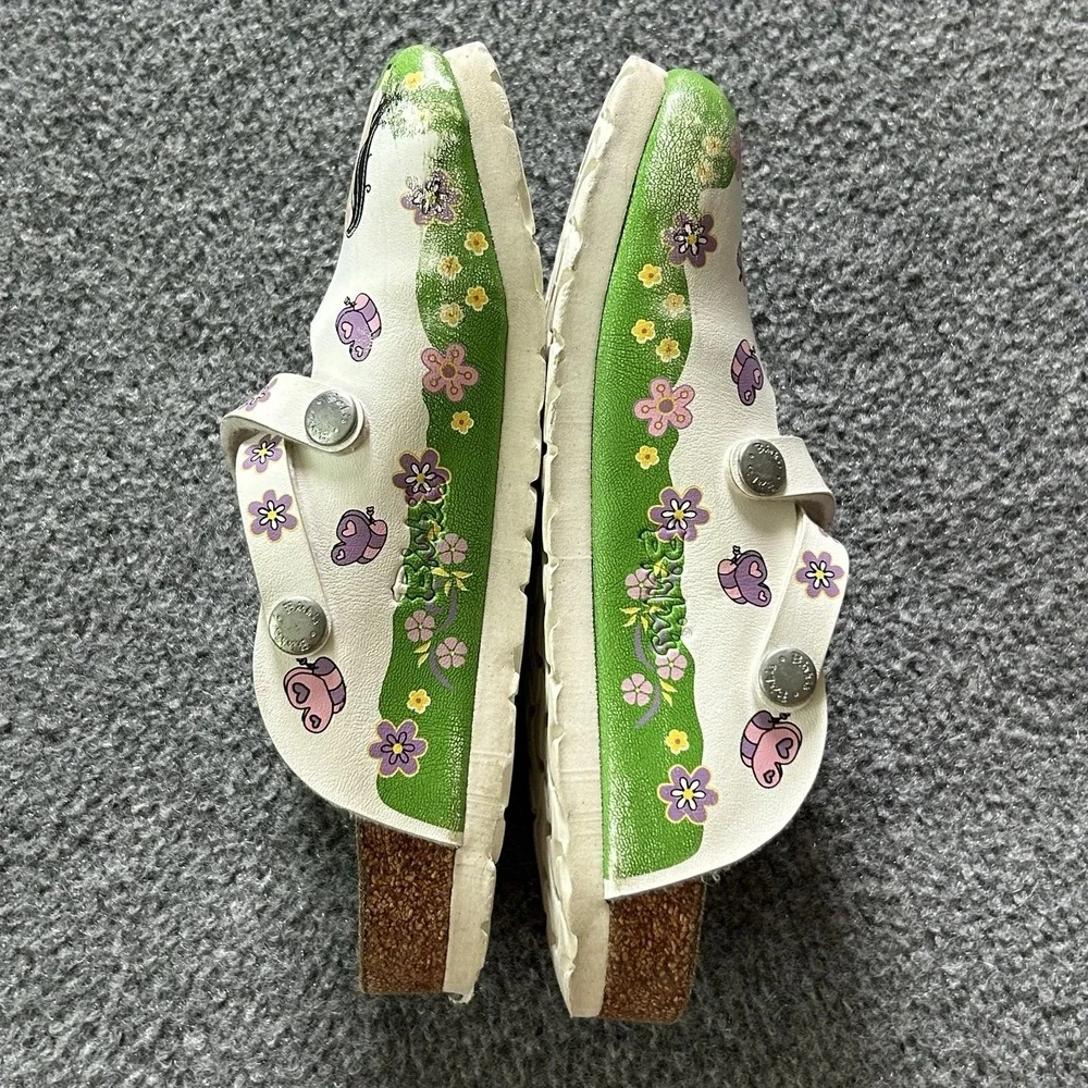 Birki's Shoes Girls Size 13 White Fairy Horse Clog Sandals Buckle Germany